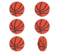 MOROBOR Pomelli a forma di pallacanestro, 6 pomelli in gomma morbida con simpatici cartoni animati, per armadietti, guardaroba, per camera dei bambini, cameretta dei bambini, decorazione per camera da