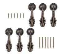 MOROBOR Pomelli antichi per pendenti, 6 pomelli a goccia in lega di zinco, color bronzo, maniglia a foro singolo per armadi, armadi, cassetti, mobili decorativi