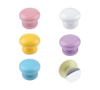 MOROBOR Pomelli colorati in legno, 6 pezzi, per armadietti, cassetti, armadietti, credenze, bambini, camera da letto, pomelli a foro singolo per cassettiera, con viti e adesivi
