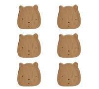 MOROBOR Pomelli in forma di orso in legno, con foro singolo, in faggio, maniglie per cassetti, con viti e tubo di prolunga, set da 6 pezzi