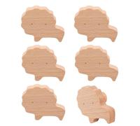 MOROBOR Pomelli in legno a forma di leone, 6 pomelli in legno a forma di animale, pomelli decorativi unici per cassetti in legno, con viti, maniglie per mobili, per camera dei bambini, cameretta dei