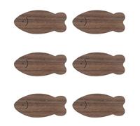 MOROBOR Pomelli in legno a forma di pesce, 6 pomelli in legno di noce, pomelli decorativi unici per armadietti, armadietti, maniglie per mobili, per camera dei bambini, cameretta dei bambini