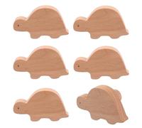 MOROBOR Pomelli in legno a forma di tartaruga, 6 pomelli in legno a forma di animale, pomelli decorativi unici per cassetti in legno, con viti, maniglie per mobili, per camera dei bambini, cameretta