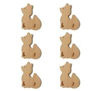 MOROBOR Pomelli in legno a forma di volpe, foro singolo, in legno di faggio, per armadietti, cassettiere, con viti e tubo di espansione, 6 pezzi