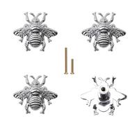 MOROBOR Pomelli per cassetti a forma di ape, cromati luminosi, 4 pezzi, in lega di zinco, pomelli decorativi a forma di ape, pomelli creativi per mobili con viti per armadietti, armadi, cassetti e
