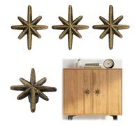 MOROBOR Pomelli vintage per cassetti e armadietti, 4 pomelli creativi in ghisa con stella a 8 punte, maniglia decorativa in bronzo per la cucina per la decorazione di mobili