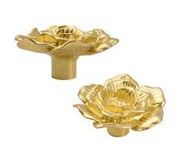 MOROBOR Pomello a rosa in ottone, 2 pomelli moderni e minimalisti a forma di rosa, maniglie decorative in ottone massiccio per mobili da cucina, pomelli per cassetti e tiri con viti di montaggio