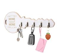 MOROBOR Portachiavi da parete, 1 organizer decorativo in legno, con 5 ganci, soluzione salvaspazio per ingresso, casa colonica, corridoio, bianco