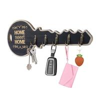 MOROBOR Portachiavi da parete, 1 organizer decorativo in legno, con 5 ganci, soluzione salvaspazio per ingresso, casa colonica, corridoio, nero