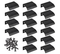 MOROBOR Set di 16 mini maniglie nere nascoste in stile moderno, in lega di alluminio, pomelli per armadietto invisibili per cassetti, 50 mm