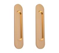 MOROBOR Set di 2 maniglie per porta scorrevole ovali autoadesive in lega di alluminio dorato opaco senza fori per porta scorrevole del fienile, finestre, armadi