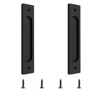MOROBOR Set di 2 maniglie per porta scorrevoli, rettangolari da incasso, in lega di alluminio, con viti di montaggio per porta scorrevole, colore: nero opaco