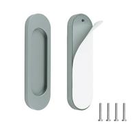 MOROBOR Set di 2 maniglie per porte scorrevoli ovali autoadesive in lega di alluminio senza fori per porta scorrevole del fienile, finestre e armadi (grigio opaco, 100 mm)