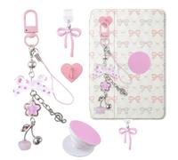 MOROBOR Set di ciondoli per Kindle, set include simpatico supporto rotondo rosa e portachiavi con gancio antipolvere tipo C compatibile con Kindle E-Reader Phone
