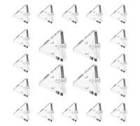 MOROBOR Staffa angolare in acrilico, 20 pezzi, trasparente, a 3 fori, ad angolo retto, con rivetti per rinforzo, collegamento di mobili (21 mm x 21 mm)