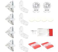 MOROBOR Staffe in acrilico a 3 fori ad angolo retto e staffa angolare a forma di L con viti, mini maniglia autoadesiva a forma di ananas in acrilico, chiusura con fibbia per cerniera per scatola fai