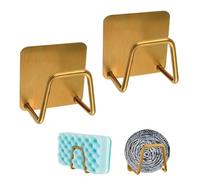 MOROBOR Supporto per spugna adesiva, 2 pezzi, in acciaio inox, per lavello, sapone, spugna, supporto antiruggine di alta qualità, accessori da cucina/oro