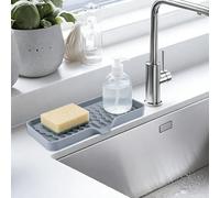 MOROBOR Supporto per spugna in silicone con beccuccio di scarico, 1 confezione da 1 vassoio per spugna per lavello da cucina, portasapone con scolapiatti per erogatore di bottiglie o tazze su