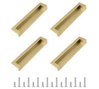 MOROBOR Tatami Maniglie per porte nascoste, 4 pezzi, maniglia incorporata, tiranti per le dita da incasso, con viti nascoste nascoste, per armadi, armadi e cassetti (Placer oro, 139 mm)