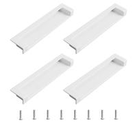 MOROBOR Tatami Maniglie per porte nascoste, confezione da 4, in stile moderno, da incasso, con viti nascoste nascoste, per armadi, cassetti, porte e armadi (bianco, 143 mm)