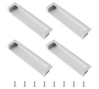 MOROBOR Tatami Maniglie per porte nascoste, confezione da 4, maniglie incassate con viti nascoste per armadietti, armadi e cassetti (argento opaco, 138 mm)