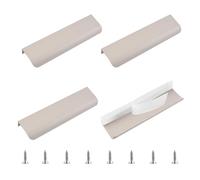 MOROBOR Tiralingua a Punta, 4 pezzi di maniglie autoadesive moderne per cassetti, maniglie invisibili curve in lega di alluminio per armadio, maniglia per mobili per cassetti, 80mm/Grigio Cachemire