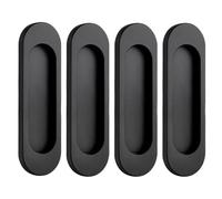 MOROBOR Tiranti ovali autoadesivi per porte scorrevoli, 4 pezzi, in lega di alluminio, maniglie senza punzonatura, per porte scorrevoli, finestre, armadi, cassetti (nero opaco, 100 mm)
