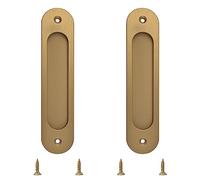 MOROBOR Tiranti ovali da incasso per porte scorrevoli, 2 pezzi, bronzo oro, in lega di alluminio, con viti di montaggio, per porte scorrevoli da fienile (180 mm)