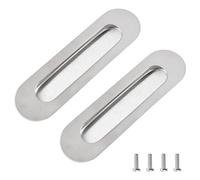 MOROBOR Tiranti per porte scorrevoli da incasso ovale, 2 pezzi di fori per nascondere Maniglia a filo in acciaio inossidabile per armadio scorrevole Porta del fienile Wardrob (argento spazzolato)