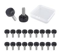 MOROBOR Viti zigrinate zigrinate, 20 pezzi, M3 x 10 mm, in acciaio inox, filettate, zigrinate, manopole, viti a testa zigrinata, per chiavistello di macchine, con custodia