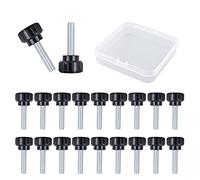 MOROBOR Viti zigrinate zigrinate, 20 pezzi, M5 x 20 mm, in acciaio al carbonio, zigrinate, con impugnatura zigrinata, per chiavistello di macchine, con custodia