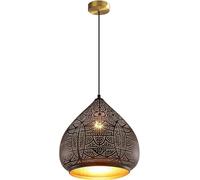 Moroccan Light Fixture Hard Wired Turkish Farmhouse Black Pendant Lighting Kitchen Island Metal Gold Large Ceiling Hanging Lamp Rustic Vintage Chandelier for Dining Room Bedroom