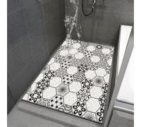 Moroccan Non-Slip Shower Mat Soft PVC Bath Mat with Drain Quick-Dry Washable Rectangle Floor Rug for Bathroom & Tub (Classic 100x120cm)