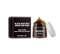 Morocco Black Soap, 200 G Corpo Peeling Sapone Marocco Sapone Nero Organico Marocchino Peeling Gel Doccia Per Pelle Morbida, Ideale Per Riduci Rughe E Imperfezioni Della Pelle