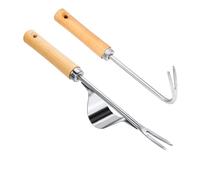 Morocket 2 Pezzi Strumento di Rimozione delle Erbacce,Sollevatore di Erbacce a Mano,Acciaio Inossidabile Strumento Rimuovi Erbacce,Estirpatore Erbacce Manuale,Estrattore di Radici con Manico in Legno