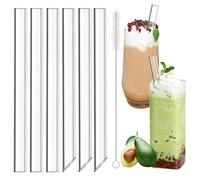 Morocket 6 cannucce per tè a bolle - 14 mm × 21,5 cm Boba con 1 spazzola per la pulizia, cannucce extra large, cannucce in vetro riutilizzabili per cocktail, frullati e succhi di frutta