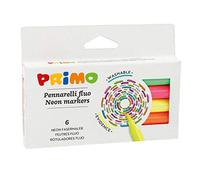 Morocolor PRIMO, 6 Pennarelli Fluo, Pennarelli fluorescenti e luminosi con la punta arrotondata, Ideali per tutti i tipi di carta per dare un tocco speciale ai tuoi disegni, Sicuri