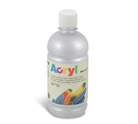 PRIMO Morocolor Acryl, 1 Bottiglia da 500 ml di Colore Acrilico Fine, Argento, Effetto Coprente e Luminoso, Dotato di Tappo Dosatore