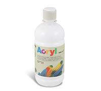 PRIMO Morocolor Acryl, 1 Bottiglia da 500 ml di Colore Acrilico Fine, Bianco, Effetto Coprente e Luminoso, Dotato di Tappo Dosatore