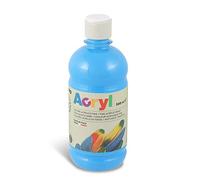 PRIMO Morocolor Acryl, 1 Bottiglia da 500 ml di Colore Acrilico Fine, Cyan, Effetto Coprente e Luminoso, Dotato di Tappo Dosatore