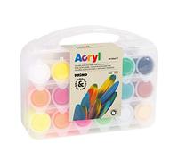 Morocolor PRIMO, set colore acrilico in vasetti, 18 colori acrilici per dipingere (12 normali, 4 fluo, oro, argento) 25ml + 2 cartoncini telati, colori acrilici per bambini permanenti Made in Italy