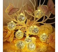 Morofme 10 Mini Sfere Disco Argentate Luminose a Catena, Decorazione Palla da Discoteca con Atmosfera da Festa in Stile Anni '70, Mini Palle da Discoteca Specchiate Sospese per Pareti, Finestre