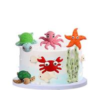 Morofme 5 accessori per torte marine, per torte di compleanno, cupcake, animali marini, decorazioni per torte marine, per bambini sotto il mare, mondo marino, tema compleanno, baby shower, accessori