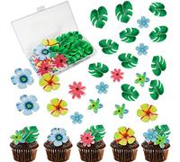 Morofme 83 fogli commestibili a forma di tartarughe tropicali, per cupcake, in carta di cialda, per feste estive, Hawaii, Aloha, giungla