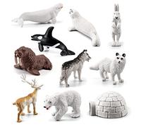 Morofme Animali artici 10 Pezzi Mini Animali Artici Giocattoli Personaggi Polari realistici Tundra Cervo Orso Volpe Animale Artico Decorazione Compleanno Bambini