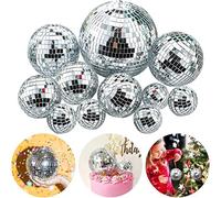 Morofme Disco Mirror Ball 11pcs argento appeso palla a specchio Disco Ball palla a specchio lucido Disco Ball per albero di Natale Matrimonio Compleanno Party Decorazione Effetto Luce