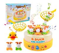 Morofme Gioco pop up, anatra giocattolo con disco girevole musicale, piccola anatra, pesce pesca, gioco a rete, gioco da pesca a partire dai 3 anni, gioco da tavolo Game Montessori Skills regalo di
