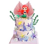 Morofme Set di 16 Decorazioni per Torte a Forma di Sirena - Sotto il Mare, Compleanno, Baby Shower - Statuette per Torta e Cupcake