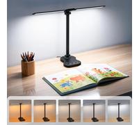 Morotty Lampada da tavolo,lampade da tavolo a led con doppia testa,5 modalità di colore,10 luminosità, timer automatico,luce da tavolo dimmerabile per la casa,l'ufficio e lo studio - Nero
