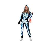 Morph Body Tuta Scheletro Donna - Costume Elettrico per Halloween, Vestito Donna per Feste e Party a Tema Scheletro., M